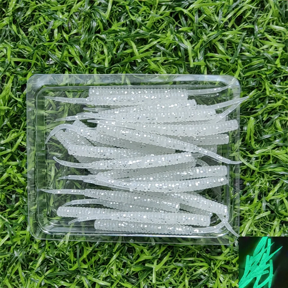 30PCS/BOX Fishing Lure  50mm/60mm 0.3g/0.45g AJING Needle tail Soft Lure Rockfish Ocean Rock Bait Luminous Artificial Bait