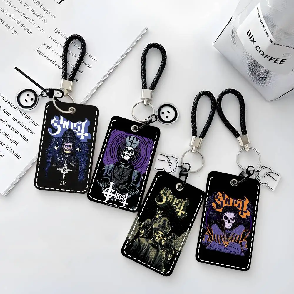 

1 шт., чехол для карт Ghost Band, брелок для карт доступа, сумка для ключей, кольцо для ключей, кожаный держатель для карт, брелок для ключей, доступ