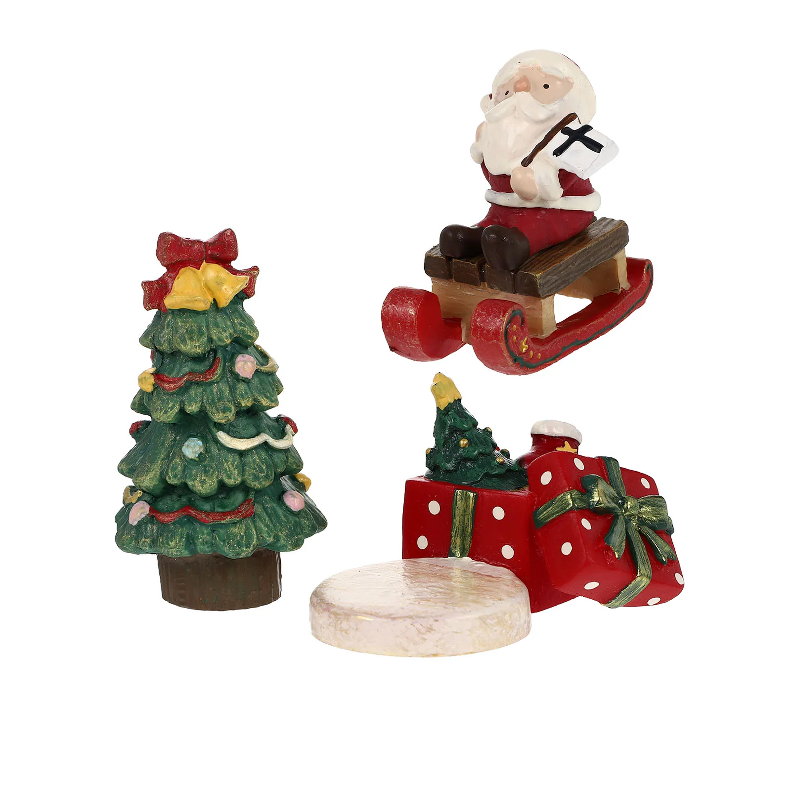 

4pcs Santa Claus Statue Christmas Resin Ornament Desktop Decor Holiday Party Gift Home Office Decoration Xmas Adornment