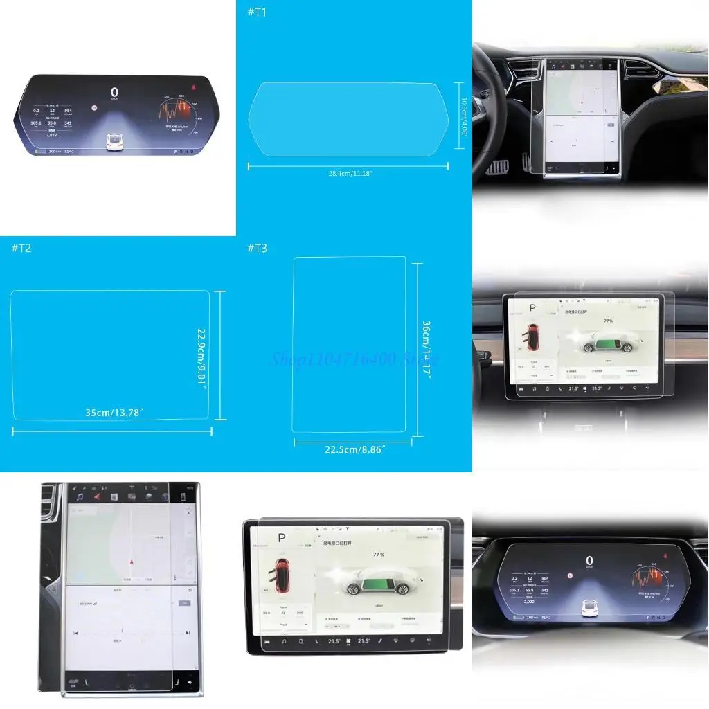 

y1gd Car Navigation Tempered Glass Film Accessories Anti-Glare for Car 3 Y X S