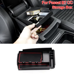 For VW Passat B7 Accessories Center Console Armrest Storage Box 2011 2012 2013 2014 2016 Car Organizer Phone Cup Holder Interior
