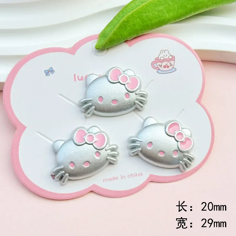 5pcs Silver Pink Hellokitty Acrylic Flatback DIY Accessories Bow Small Fish Mobile Phone Case Resin Charms Accessories Material