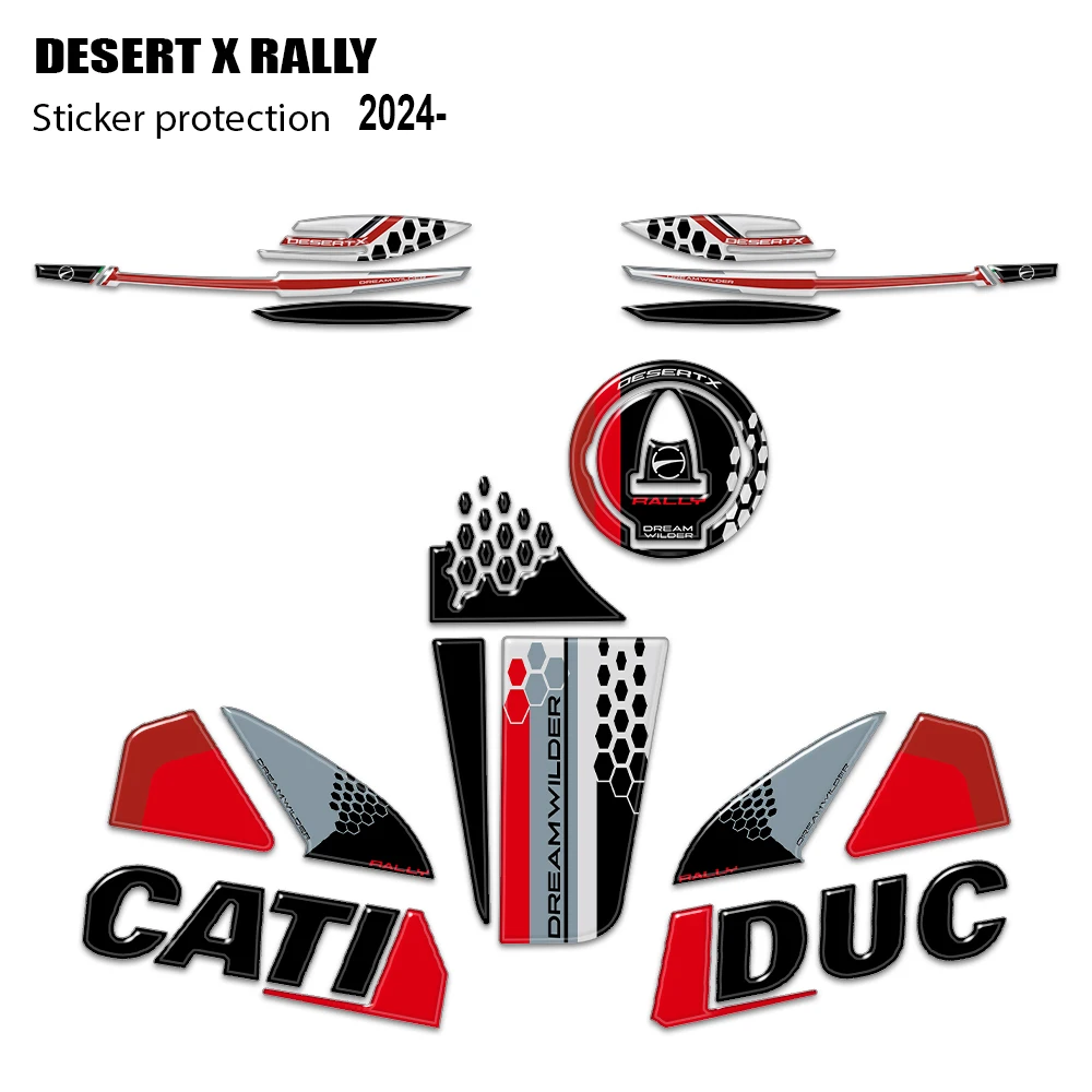 Desert X Rally 2024 Motorcycle 3D Epoxy Resin Sticker Protection Kit Tank Pad Kneepad Decal For DESERT X RALLY 2024