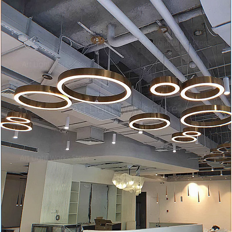 

Circular pendant light circular ring light LED office shopping mall shop hall restaurant stretched circular ring light industria