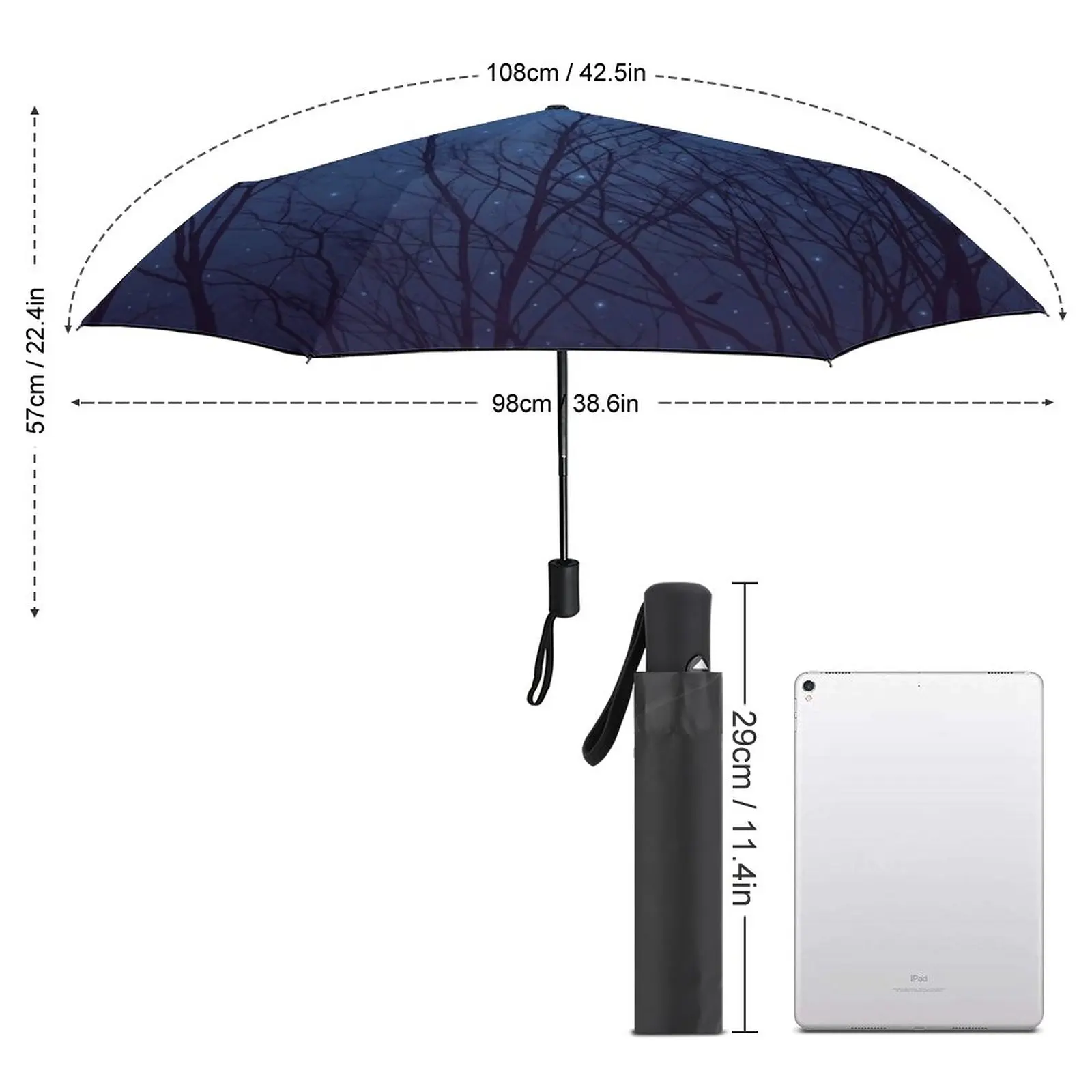 Forest Print Umbrella Loved The Stars Mini Windproof Umbrella Automatic Design Compact Rain Umbrella