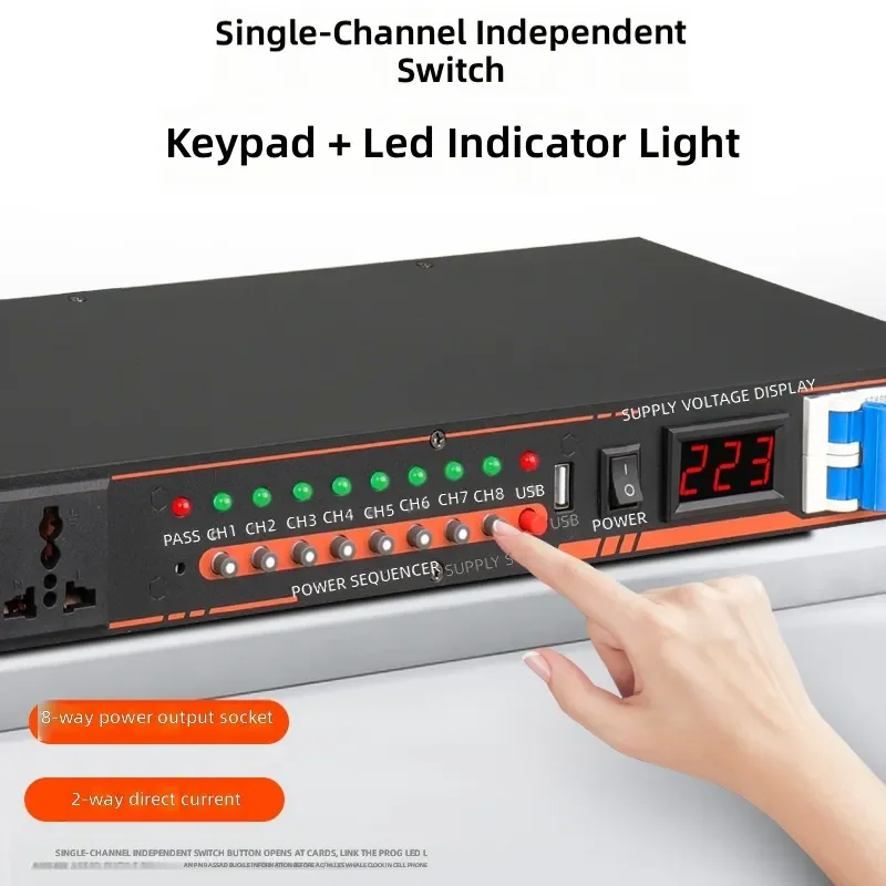for 8+2 Channel Multi-function Power Sequencer Stage Sequence Controller 10 Channel Audio Protection Socket with Delay