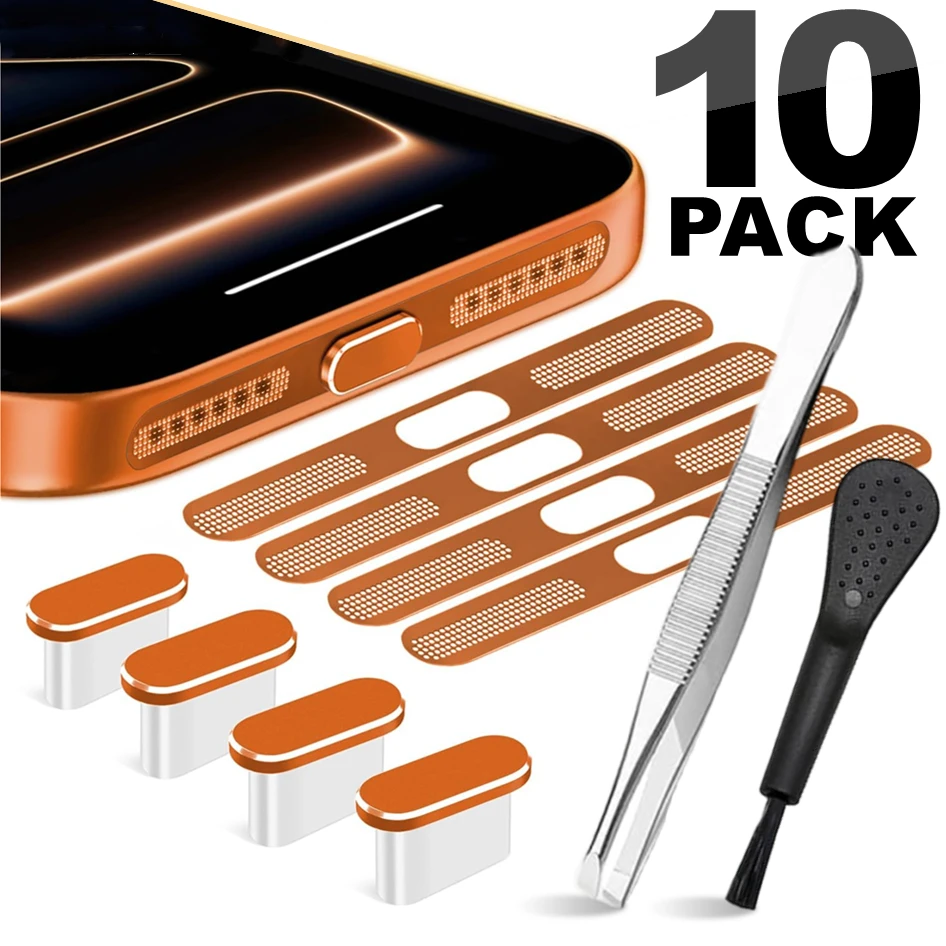 

10Pack 17PM Metal Speaker Mesh Cover Dust Plug for IPhone 17 17Pro 17Air 17ProMax Dustplug Cleaning Brush Tweezer For iPhone17