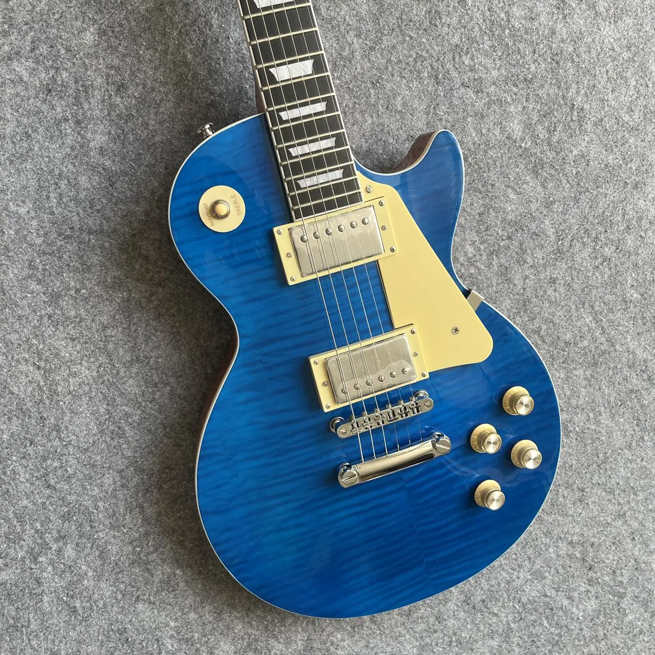 Ready To Ship, Blue LP Electric Guitar, Redwood Fingerboard, Silver Hardware in Physical Photos