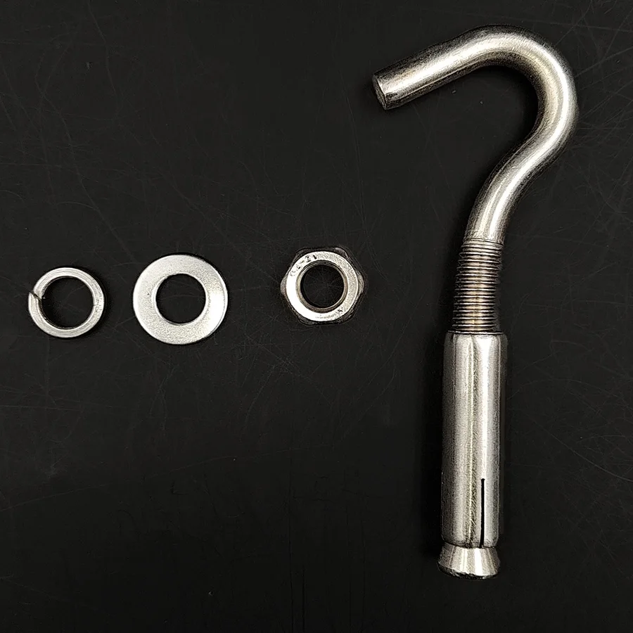 2Pcs Stainless steel Expansion screw hook lifting ring bolt wear-resistant and rust proof