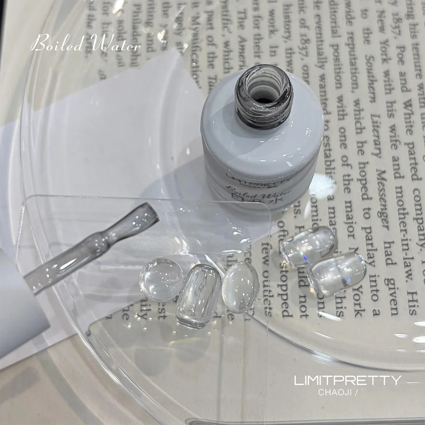 Eisklarer Weißer Wasser-Katzenauge-Gel-Nagellack Ohne Basislack Transparenter Magnetischer Nagellack Hochglanz Schimmernder UV-Gel zum Einweichen – Detail 2