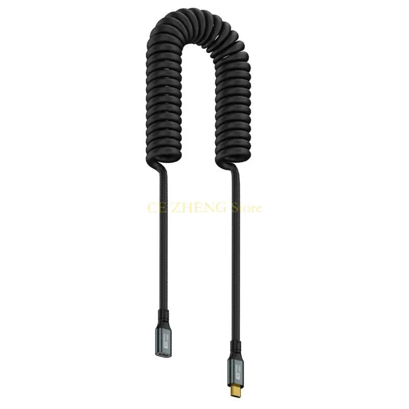 E56B 코일 코일 USB C 유형 C 케이블, 타이프 스테이이트 및 팔꿈치 헤더 코드 20v5a 100W 20GBPS 빠른 데이터 충전 케이블 8K60Hz