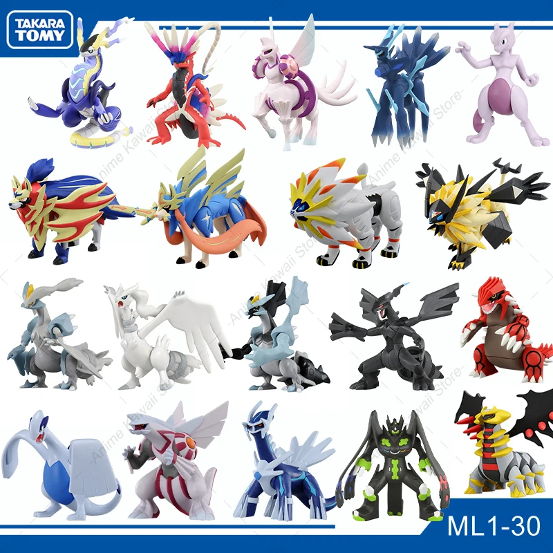 TOMY Original Pokemon Figure Miraidon Koraidon Palkia Dialga Giratina Mewtwo Zacian Zamazenta Lunala Action PVC Toys Figures