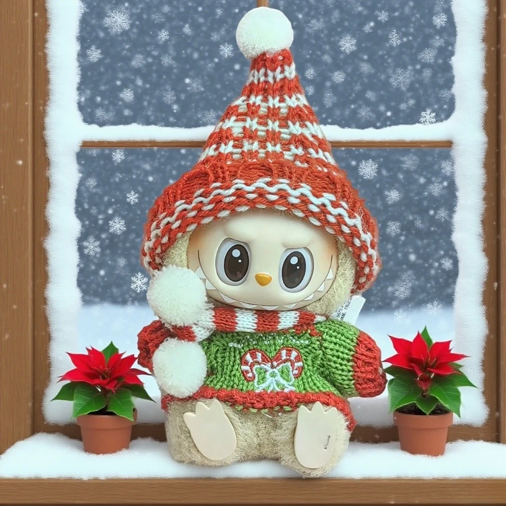 

17cm Cute Mini Plush Doll'S Clothes Outfit Accessories For Korea Kpop Exo Labubu Idol Dolls Christmas Knitted Sweater Kid Gift
