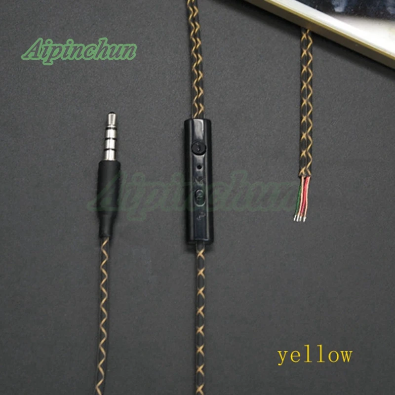 Aipinchun-Cable de Audio para auriculares, Conector recto de 3,5mm con reparación de micrófono, 4 colores AA0191