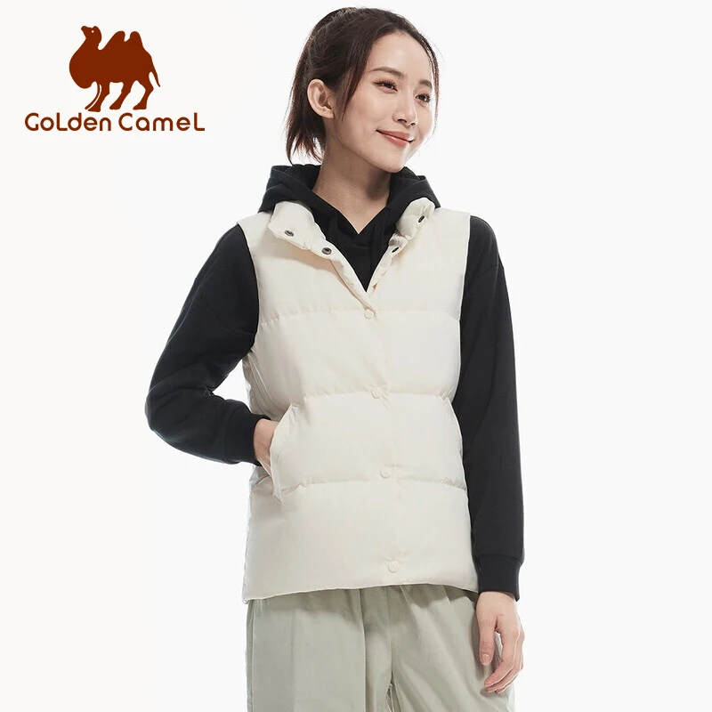 Golden Camel Winter Women\'s Golf Down Vest Light Portable Jacket Sports Warm Slim Versatile Windproof Jacket