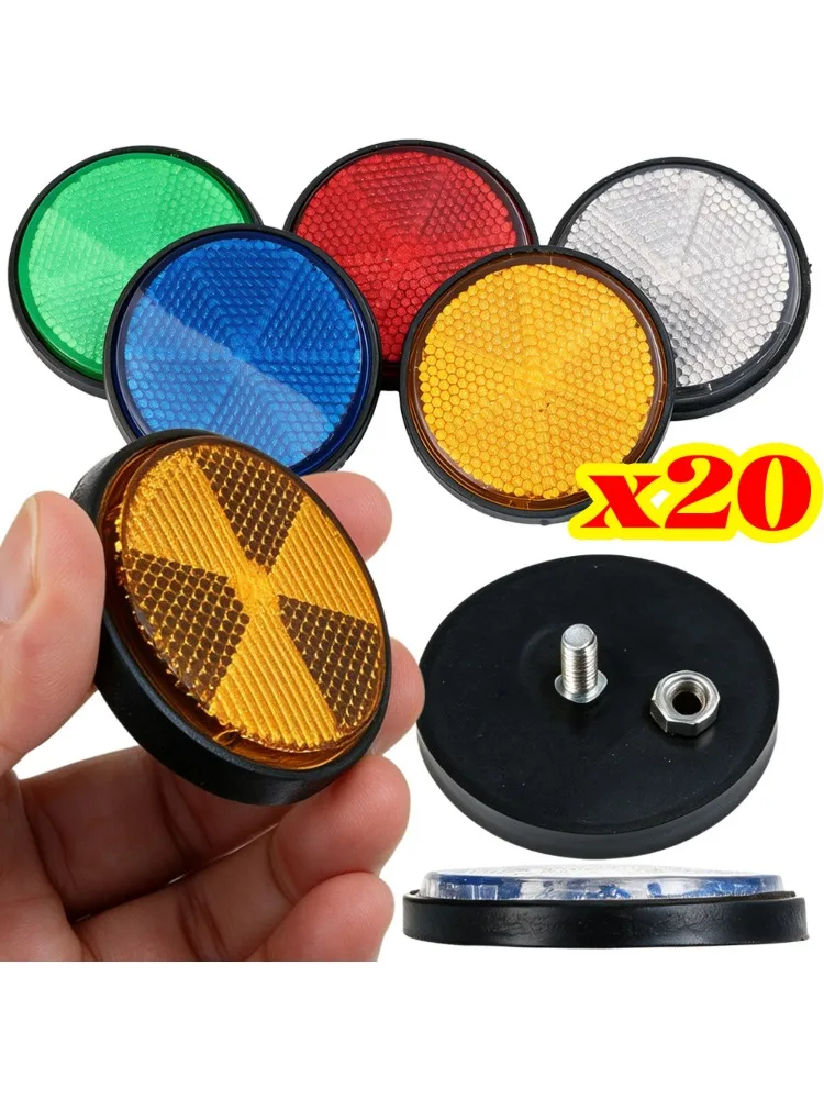 AliExpress NONE Round Motorcycle Reflector Universal Bicycle Truck Scooter M6 Bolt Nut License Plate Night Safety Warning Sign Reflector Plate
