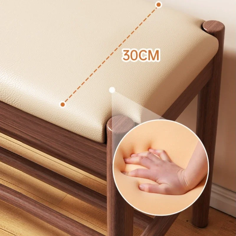 Premium solid wood soft pack seat cushion shoe changing stool, solid wood shoe rack shoe cabinet, solid wood shoe wearing stool