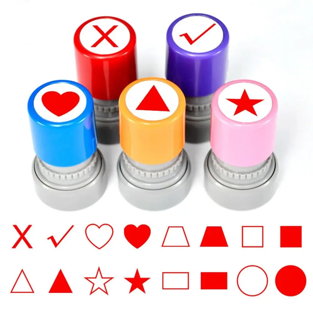 Portable Multi Pattern Math Geometry Stamp Self Inking DIY Teacher Use Stamp Triangle Trapezium Mini Drawing Stamp Student