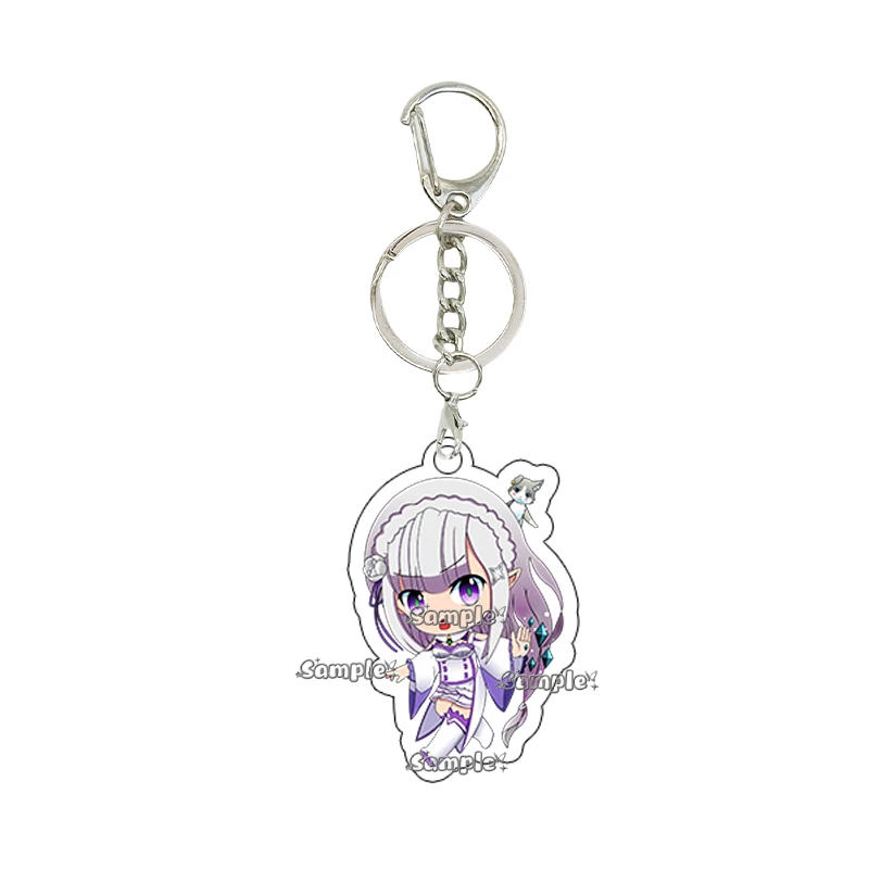 Anime Beatrice Rem Accessory Keychain Acrylic Character Re:ZERO -Starting Life in Another World Backpack Charm Pendant Key Ring view 6