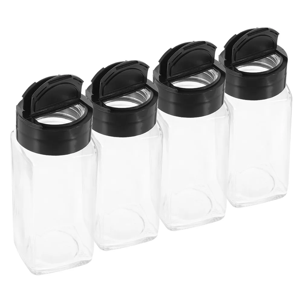 

4Pcs Salt and Pepper Shaker Glass Spice Jar Clear Seasoning Storage Container Leakproof for Kitchen Home Outdoor Camping