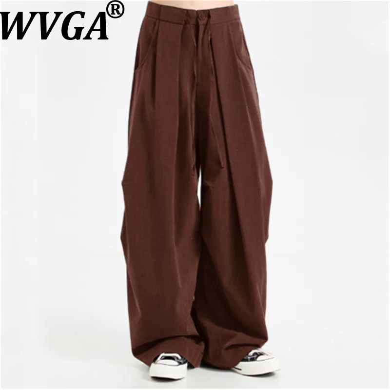 

WVGA Autumn Winter New Men's Tide Stylish Elegant Straight Niche Chic Casual Slightly Wide-Leg Suit Pants Streetwear Ins W19148