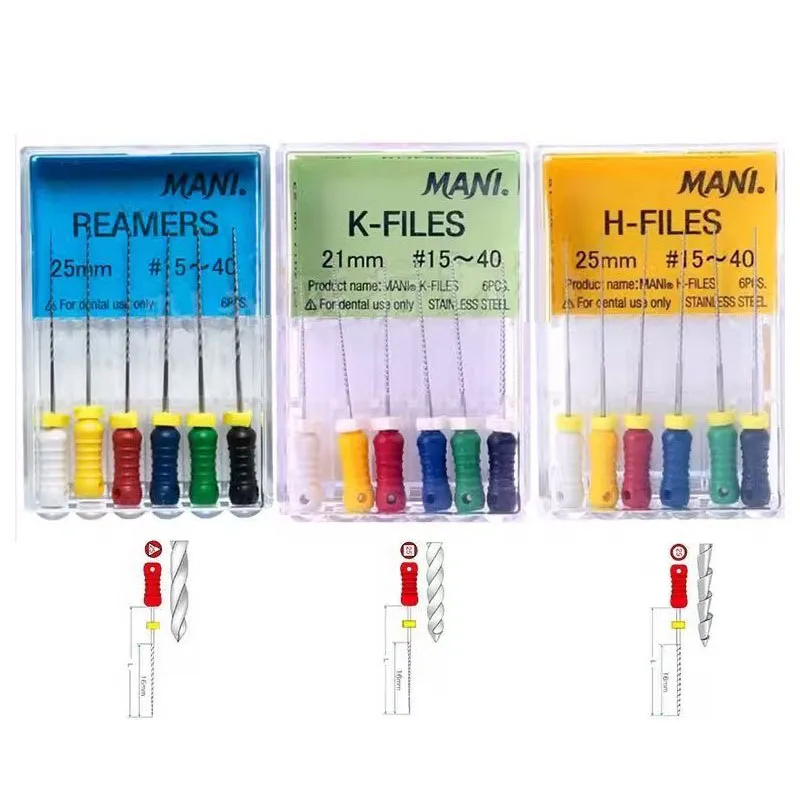 

5 Boxes Dental Stainless Steel Root Canal Files H-File K-File Hand Root Canal Reamers 21mm/25mm Dental Endodontic Files