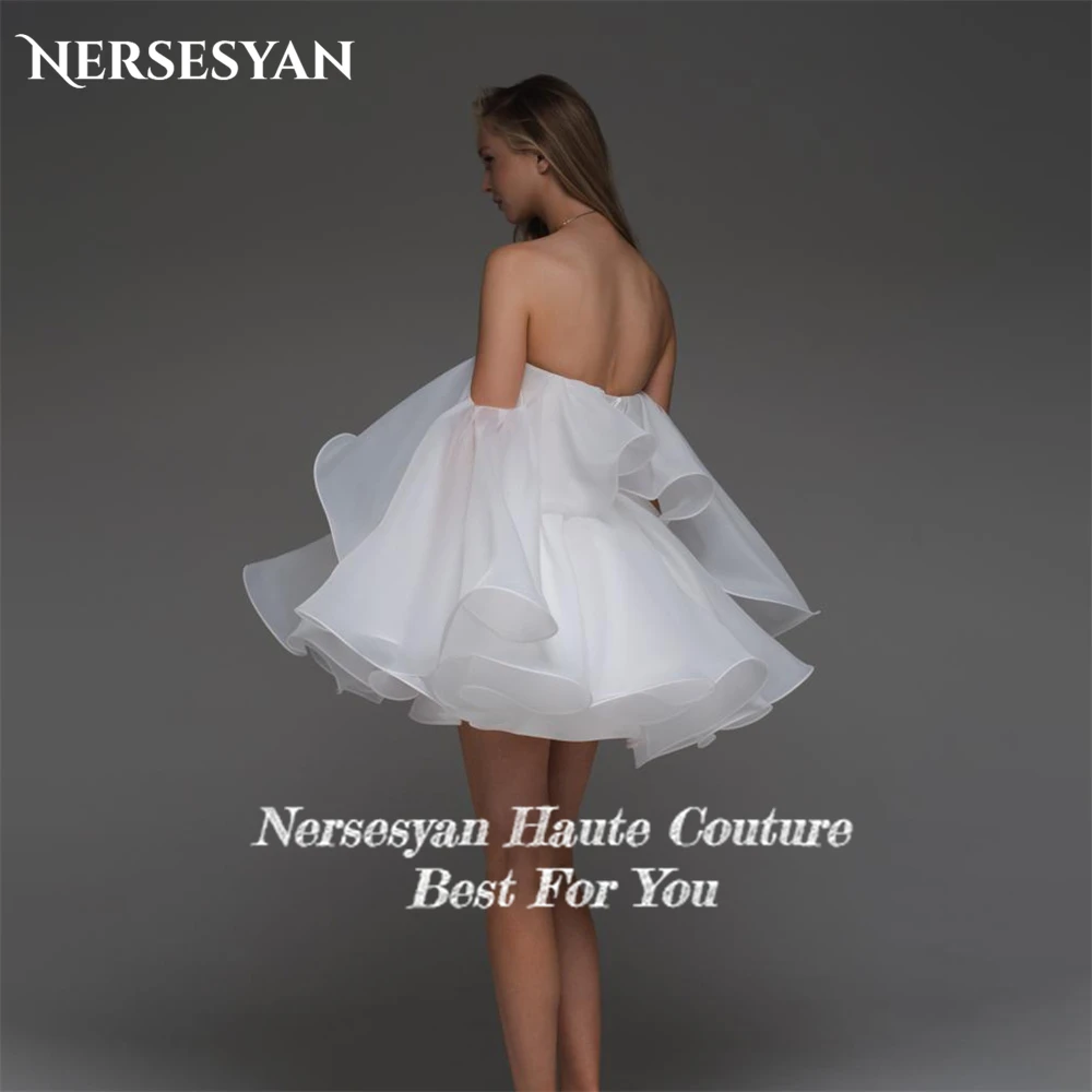 Nersesyan Elegant Solid Wedding Dresses Off Shoulder Chiffon Angel Sleeves Bridal Gowns Backless Mini Strapless Bride Dress 2024