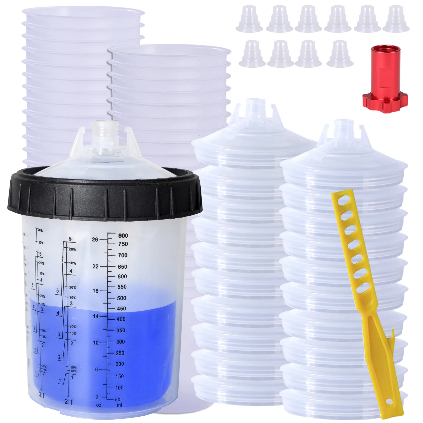 10/20Pcs Spray Gun Paint Mixing Cup H/O Quick Cup Spray Gun Tank 27oz/800ML Disposable Paint Cup with Spray Gun Cup Adapter