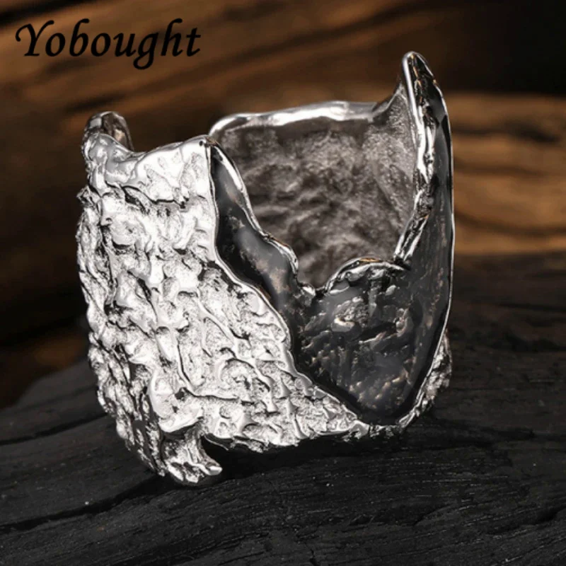 

925 Sterling Silver Irregular Lava Volcano Dropping Gel Index Finger Personalized INS Exaggerated Ring