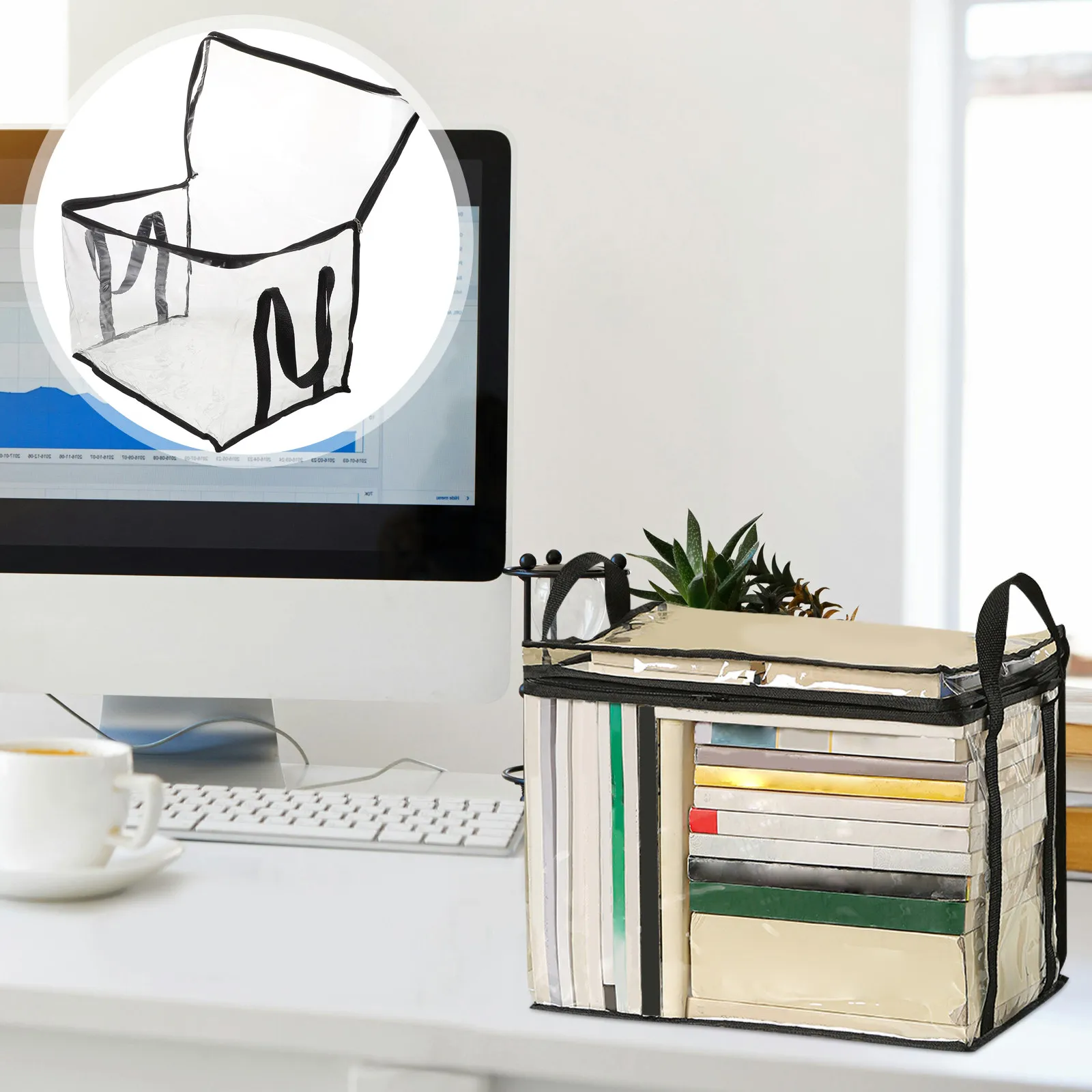 

Clear Document Organizer Book Storage Bag Organizing Bin Holder Container Waterproof