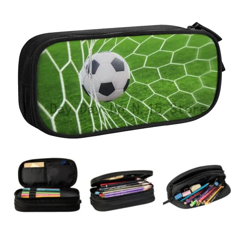 Kawaii Soccer Goal Pencil Case for Boys Gilrs Large Storage Football Sport Pencil Pouch School Supplies