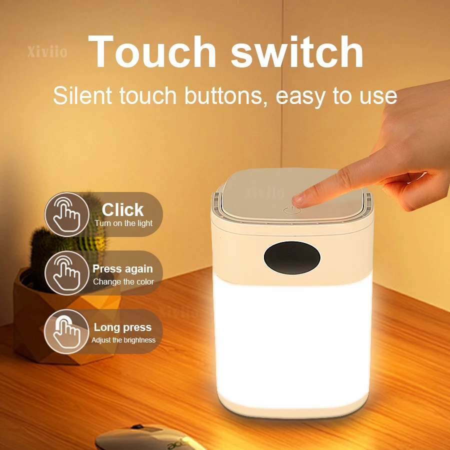 LED Night Light Bedside Rechargeable Desk Lamp Bedroom Reading Eye Protection Sleep Children's Room Ligh Table Lamp Can Hanging