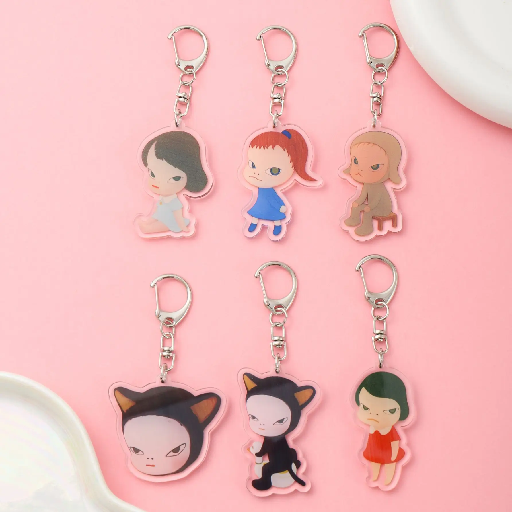 Anime Yoshitomo Nara Acrylic Car Keychain Accessories Bag Charm Cute Cartoon Backpack Pendant Keyring Creative Friends Gifts