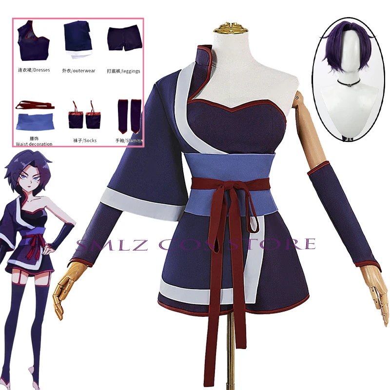 Plum Blossom Eleven Anime Scissor Seven Cosplay Wig Meihua Warrior Uniform Dress Suit Halloween Party Outfit for Women Clothing