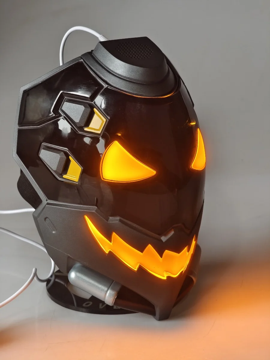 Overwatch Cosplay Halloween kask Arylic Ana Amari świecąca maska skóra dzierzb maska z lampką LED FRP Ana Amar maska ducha rekwizyty