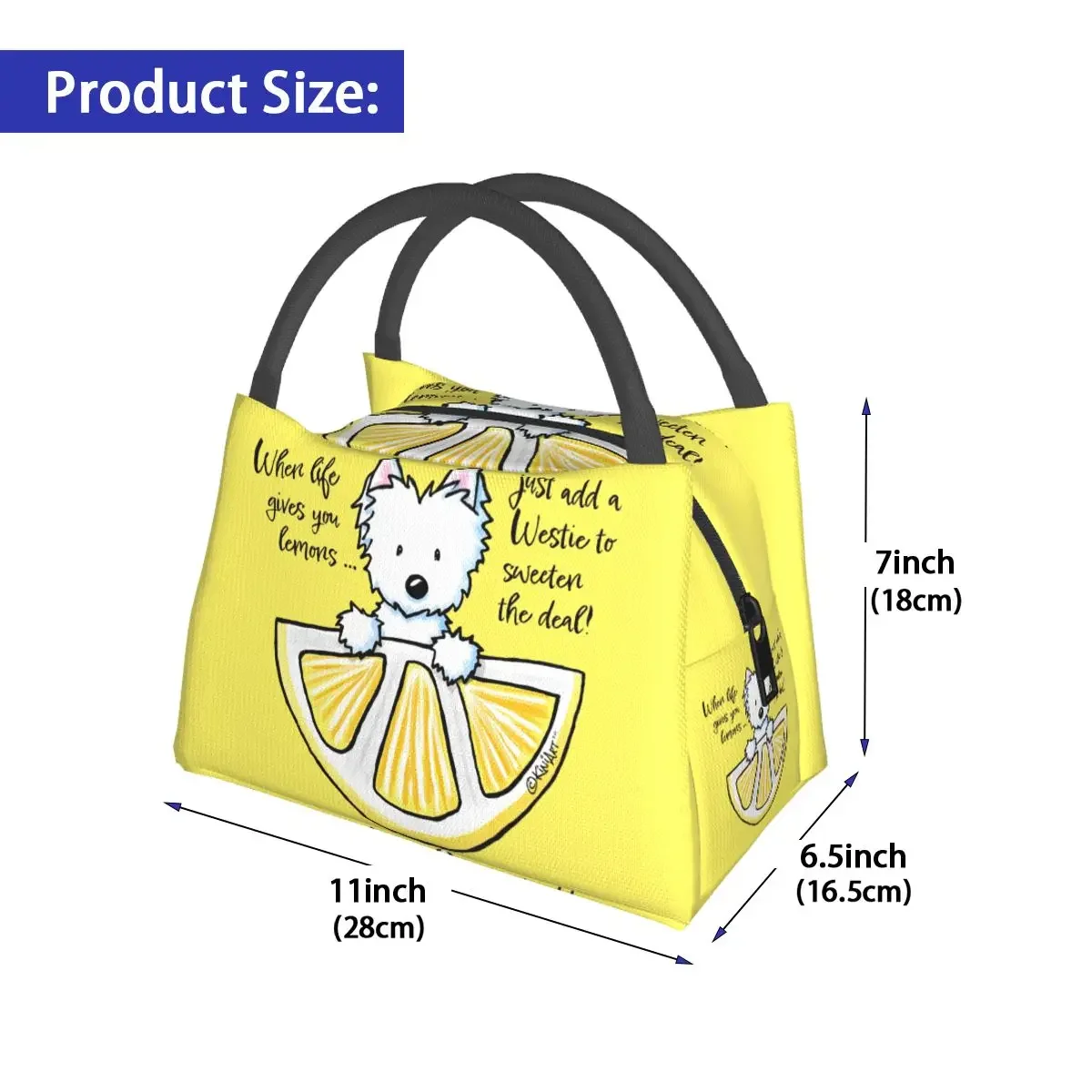 Lemons Westie Dog Lunch Bag For Unisex Animals Lunch Box Funny School Cooler Bag Portable Insulated Oxford Tote Food Bags