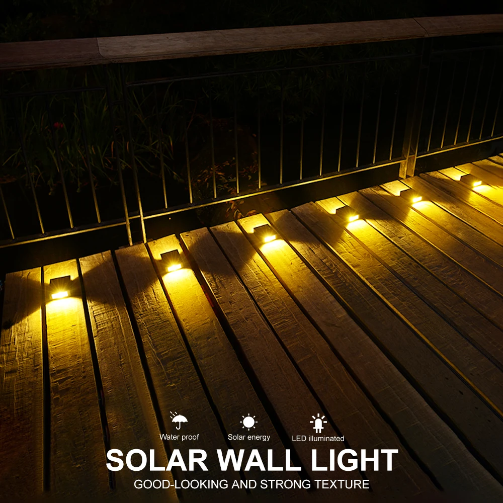 Luz Solar de pared para exteriores, 2 Led, Sensor de luz Solar rectangular, impermeable, para patio, garaje y porche