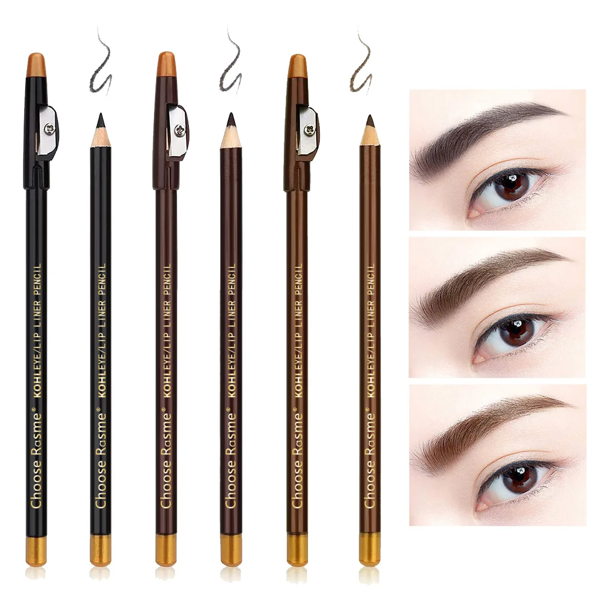 

12pcs Eyebrow Pencil Set With Pencil Sharpener Matte Waterproof Non-Smudged Beard Wild Eyebrow Wooden Hard-core Eyebrow Pencil