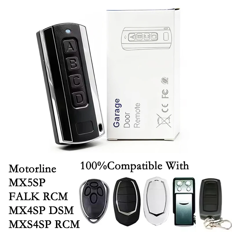 Newest MOTORLINE Garage Remote Control Replacement MOTORLINE MX5SP FALK RCM MX4SP DSM MXS4SP RCM Garage Command Remote 433.92MHz