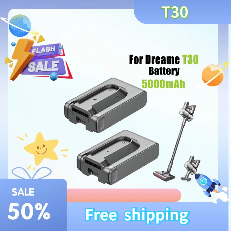 

Compatible with Dreame T30 R20 vacuum cleaner battery 5000mAh replacement battery, rechargeable and removable