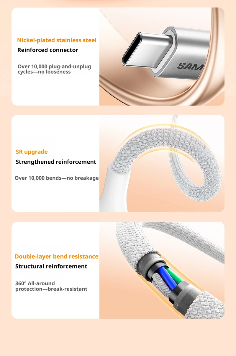 SAMZHE 100W Magnetisches USB-C-Ladekabel für iPhone 17/16/15, Samsung, Xiaomi, Huawei, Honor – USB-C-Nylon-Lade- und Datenkabel – Detail 13