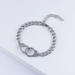 Personality Stainless Steel Handcuffs Bracelet Lover's Lock Chain Bracelets for Women Men Love Bangles Wrist Jewelry Accessories