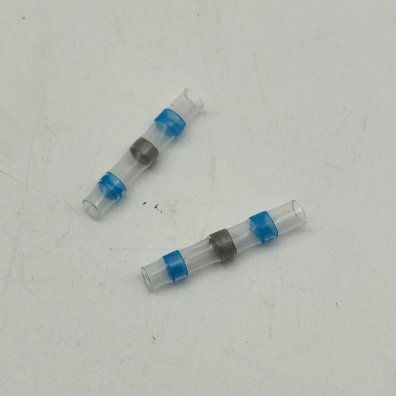 1000PCS Waterproof Solder Seal Sleeve Splice Terminal Tinned Copper Heat Shrink Electrical Wire Butt Connector AWG16-14 Blue