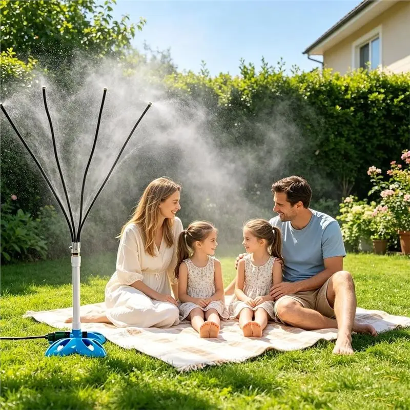 ABLN-1Set Patio Vertical Misting Cooling System 83-Centimeter Misting System With Nozzles,Yard Cooling System EU Plug