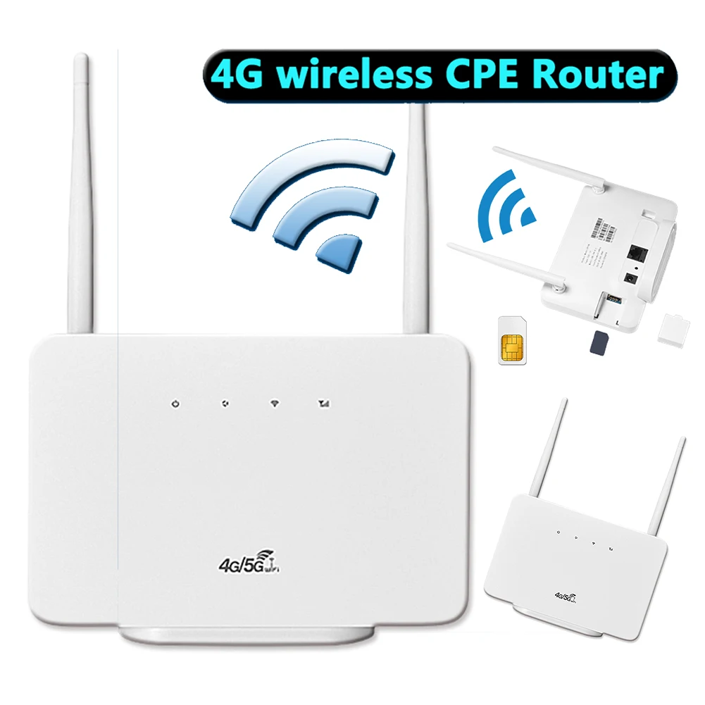

4G LTE CPE Router Modem External Antenna 4G Router Wireless Modem with Sim Card Slot EU Plug for Home Travel Work