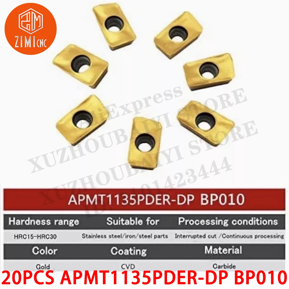 50PC APMT1135PDER-DP BP010 APMT1135 carbide inserts Milling insert Tools CNC Metal lathe Indexable Face mechanical Milling Tools