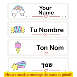 80pcs Custom Waterproof Name Labels for Girls Cute Unicorn Personalized Stickers for Wattle Bottles, Backpacks, School Supplies