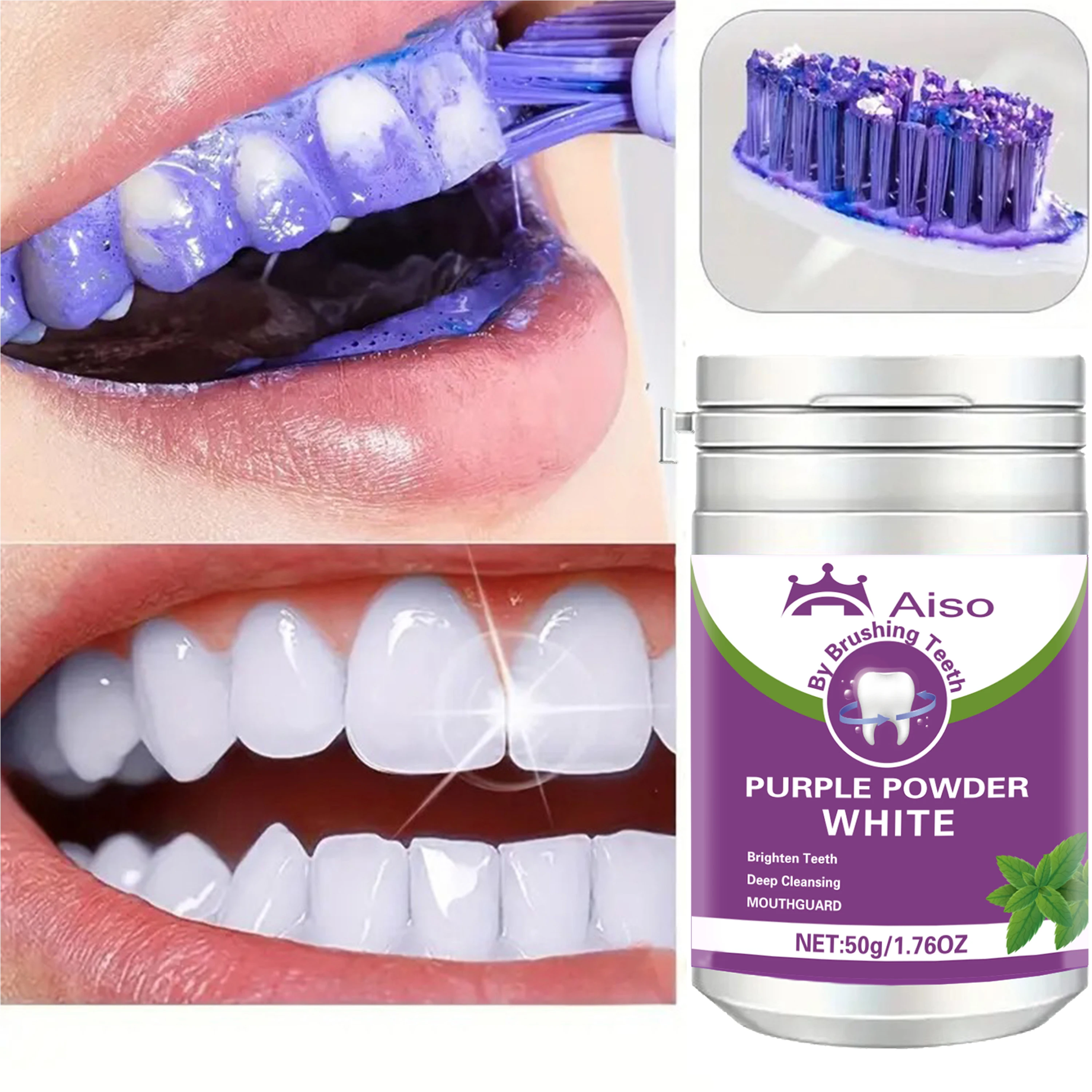

1PCS purple whitening tooth powder, teeth polish, remove dental calculus, very suitable for travel use 1.76OZ