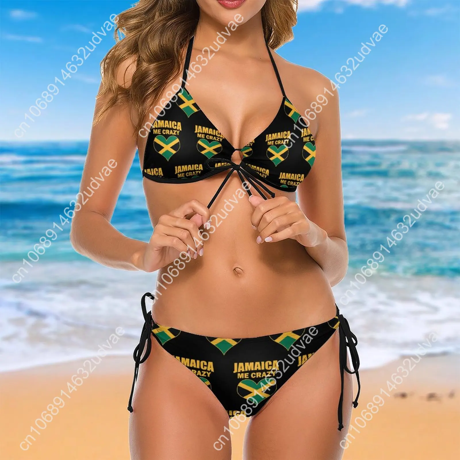 Graphic Exotic Women's Bikinis Jamaican Me Crazy Jamaica Quote PrintFunny Novelty Bikini Top Quality Swimwear Beachwear