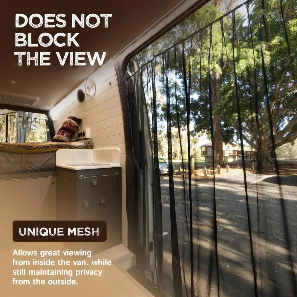 

Van Bug Screen Fit For Mid & High Roof Mercedes Sprinter Ford Transit & Other Campervans Rear Door Flyscreen Mosquito Net Zipper